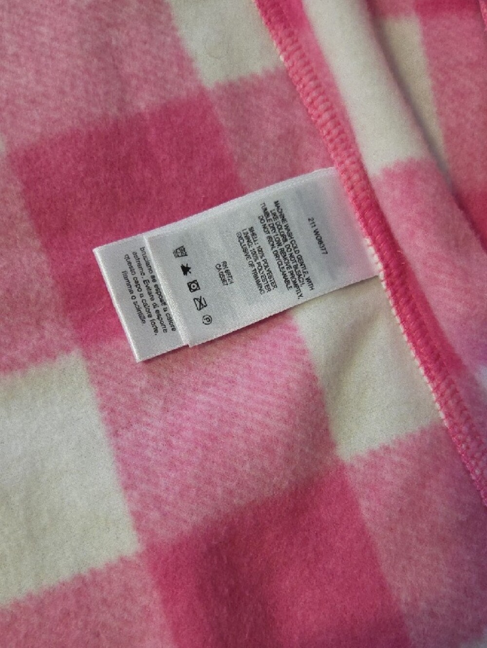 Size 14-16 Columbia Pink and White Check Fleece Zip Jacket - Picture 8 of 10